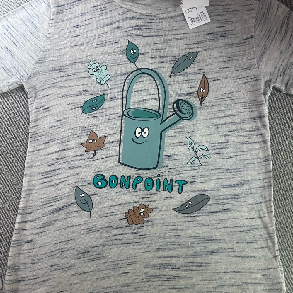 Bonpoint Kids Gray T-Shirt with Watering Can Design
